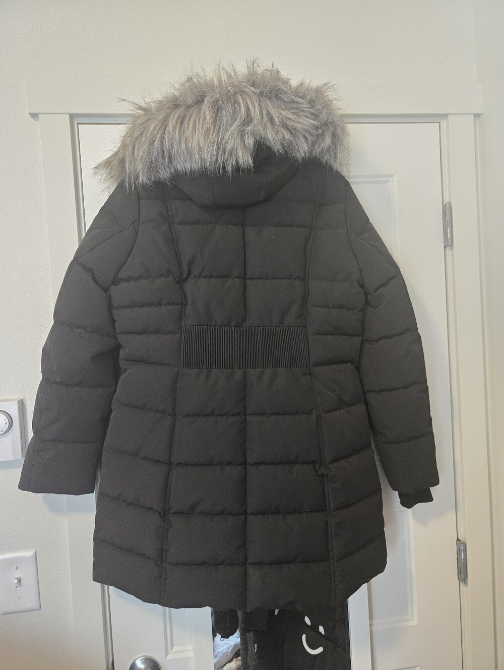NAUTICA Women's Black Quilted Parka Coat with Faux Fur Hood. Size M - Picture 2 of 8